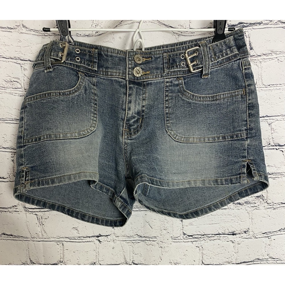 Vintage Y2K Angels Micro Shorts Size 11Denim Mini Low Rise Blue Indie Festival
